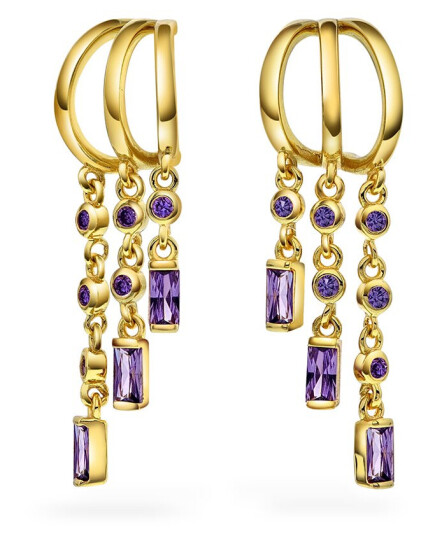 Pan Jewelry Rio Radiance øredobber i forgylt 925 sølv med lilla zirkonia