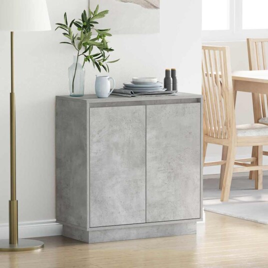Sideboard med LED Betonggrå 71x34,5x75 cm Ingeniørtre