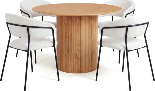 Kopparbo spisegruppe rund 110 cm eik med 4 Karol spisestoler Eik