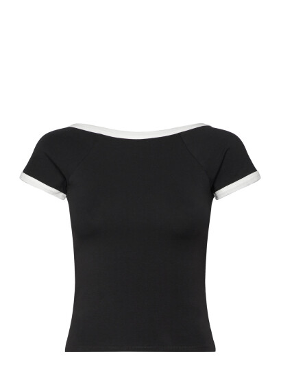 Monki Mini Short Sleeve Top - Black - XXS