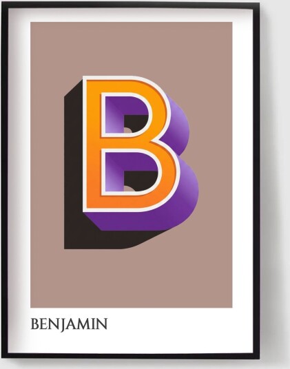 Personalisert Plakat   Fet Initial Navn Plakat
