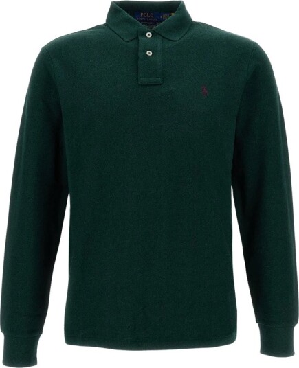 Polo Ralph Lauren Custom Slim Fit Long Sleeve Polo Scotch Pine Heather Polo Ralph Lauren Custom Slim Fit Long Sleeve Polo Scotch Pine Heather