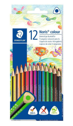 Staedtler Noris Colour sett med fargeblyanter Trekantet 12 Fargeblyanter