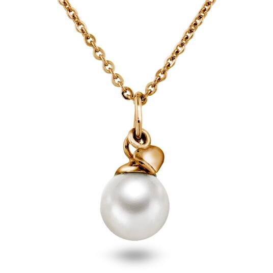 Pan Jewelry, Anheng i rosèforgylt sølv med ferskvannsperle og hjerte Pan Jewelry, Anheng i rosèforgylt sølv med ferskvannsperle og hjerte