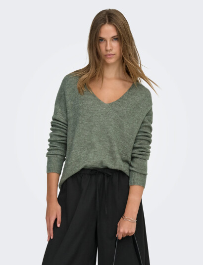 JDY Jdyelanora L/S V-Neck Pullo. Knt Noos - Khaki green - L