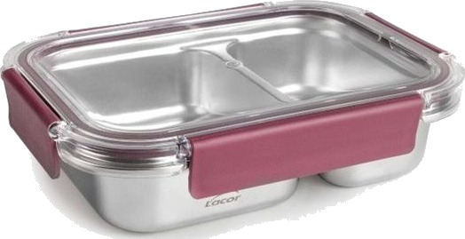 LACOR Mikrobølgesikker matboks i rustfritt stål med tett lokk og to rom 0,45L + 0,28L LACOR Mikrobølgesikker matboks i rustfritt stål med tett lokk og to rom 0,45L + 0,28L