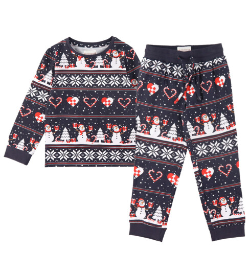 Happy Seasons Christmas Heart Pajamas Navy Kids   Navy   80 92