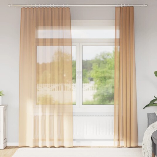 Voilegardiner med hemper 2 stk sand 140x225 cm 8721158553249