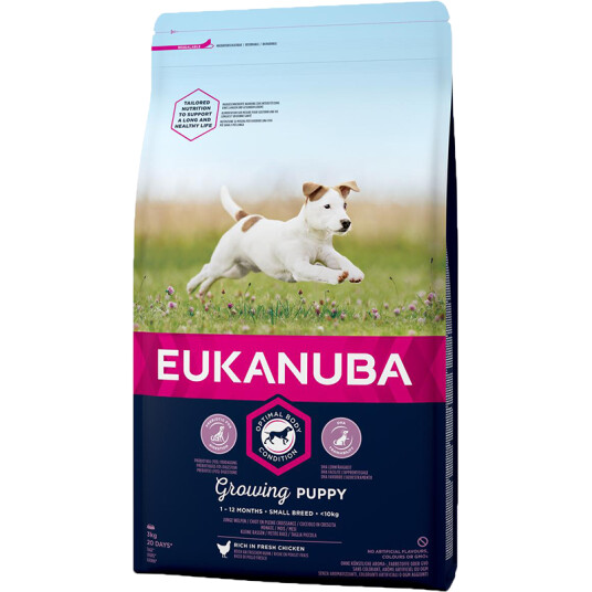 Eukanuba Valpefôr Small Breed med Kylling 3 kg - Tørrfôr for Små Hunderaser