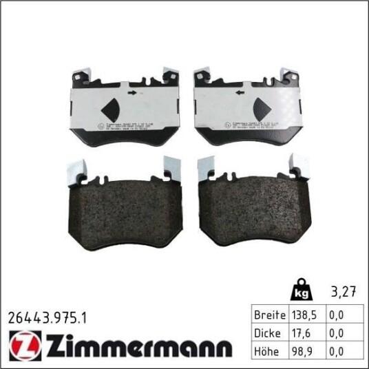 ZIMMERMANN 26443.975.1 Bremseklosser