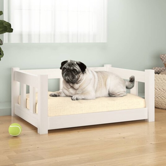 Vidaxl Hundeseng Hvit 65.5X50.5X28 cm Heltre Furu Vidaxl Hundeseng Hvit 65.5X50.5X28 cm Heltre Furu