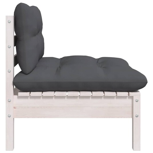 vidaXL Hagesofagruppe med puter 3 deler hvit heltre furu