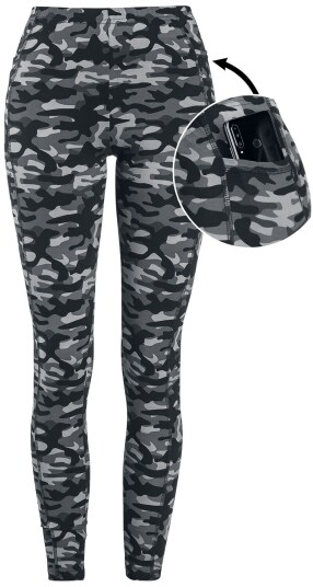 Rock Rebel by EMP Leggings - Grå Camo Leggings med Sidelommer - XS til 5XL - Damer - grå