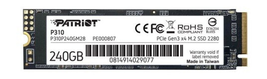 Patriot Dysk SSD P310 240GB M.2 2280 1700/1000 PCIe NVMe G Patriot Dysk SSD P310 240GB M.2 2280 1700/1000 PCIe NVMe G