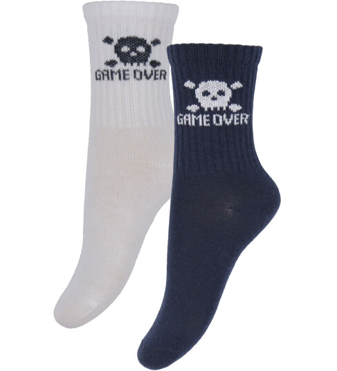 Minymo Sokker 2 pack Dark Navy/Hvit m. Dødningehode Minymo 23/26 Sokker Blå 23 26