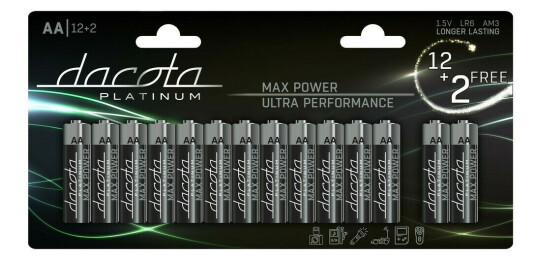 DACOTA PLATINUM MAX POWER AA BATTERIER, 14 STK