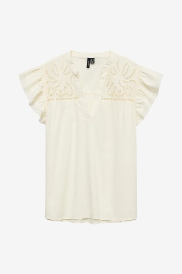 Vero Moda   Bluse vmLine SS V neck   Hvit