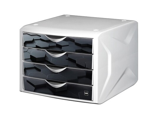 Helit H6129695 4 Skuffer Plastikk Svart Hvit 1 Stykker 262 Mm 330 Mm
