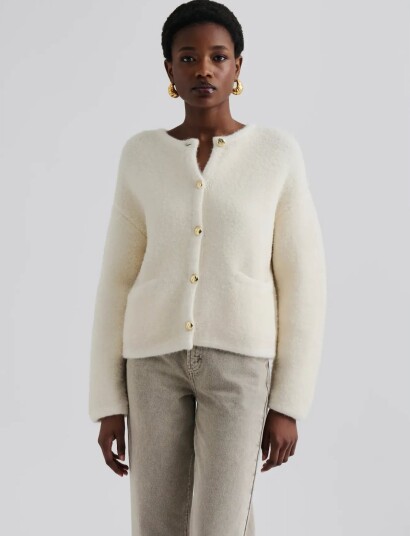 Malina Carly Wool Blend Cardigan   Cream   S