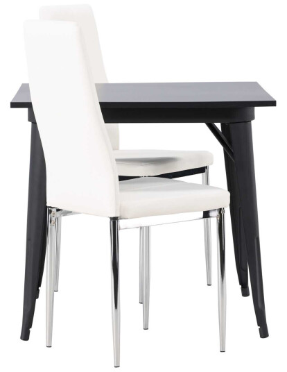 Venture Design Tempe & Pastill spisegruppe Hvit/svart 2 stoler & bord 80 x 80 cm