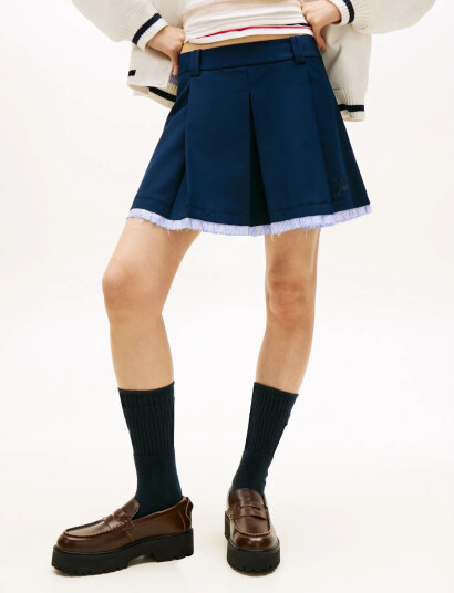 Tommy Jeans Tjw Varsity Pleated Mini Skirt Navy L