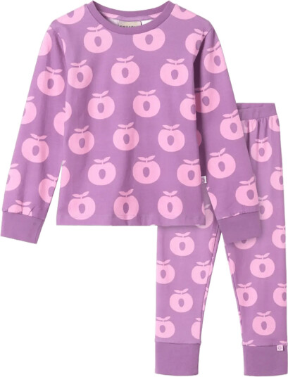 Småfolk Jubilee Nightwear Set With Apples Purple 104 110