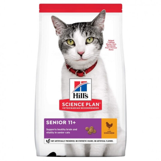 Hill's Science Plan Kattemat Senior 11+ Kylling 3 kg - Tørrfôr for Helse og Pels
