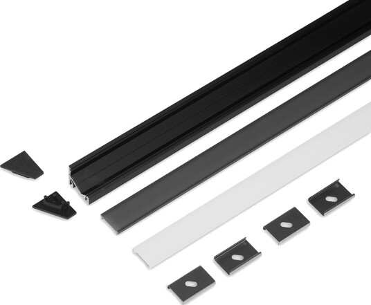 Topmet 2m sett CORNER12.V2 + F CLICK Sort anodisert Topmet 2m sett CORNER12.V2 + F CLICK Sort anodisert