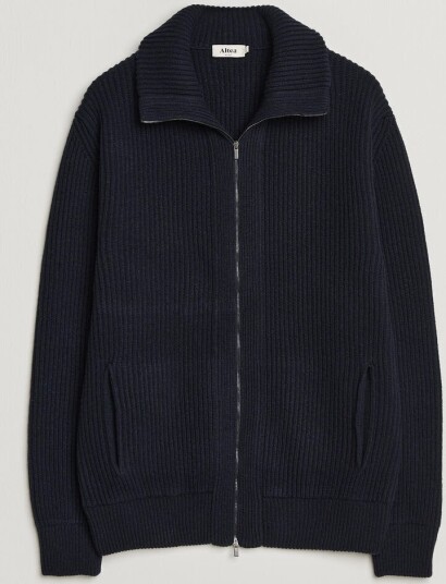 Altea Rib Wool Bomber Cardigan Navy