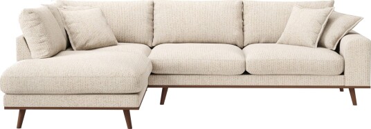 Copenhagen Premium 4 personers Venstrevendt L formet Dyb Chaiselongsofa i Chenille   Beige