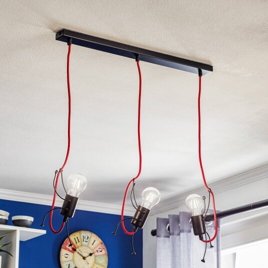 EMIBIG LIGHTING Bobi 3 pendellampe i svart rød kabel 3-lys.