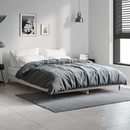 vidaXL Sengeramme grå sonoma 135x190 cm konstruert tre