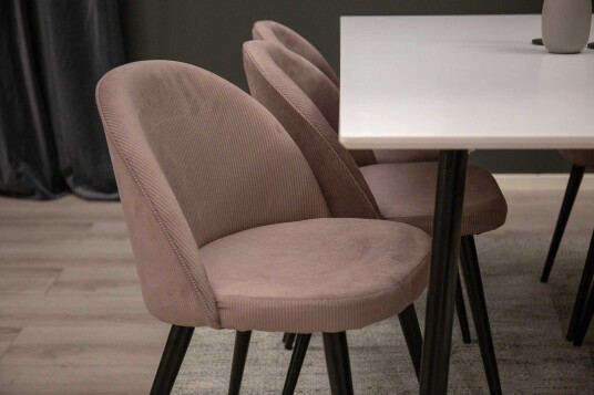 Venture Design Polar & Velvet spisegruppe Hvit/svart 6 st stoler & bord 180 x 90 cm