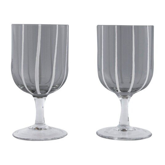 OYOY Mizu vinglass 2-stk. Grey-white OYOY Mizu vinglass 2-stk. Grey-white