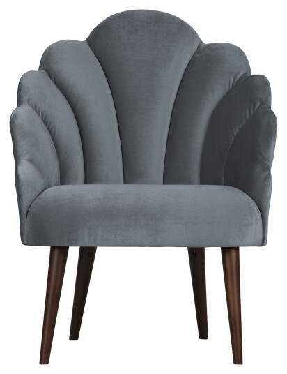 WOOOD Schelp Loungestol - Matt blågrå velour Unoliving