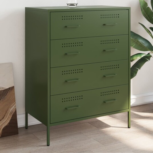 Skjenk olivengrønn 68x39x89 cm stål 8721102389481