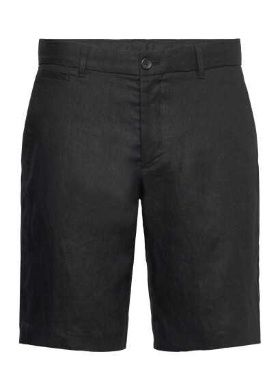 Mango Slim-Fit 100% Linen Bermuda Shorts - Black - 38