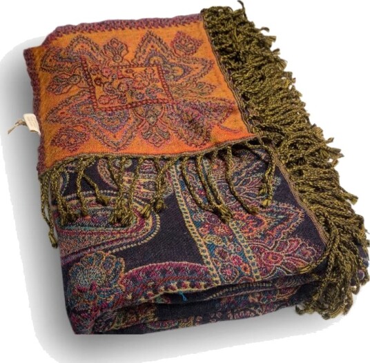 Ullpledd Paisley Black/Orange