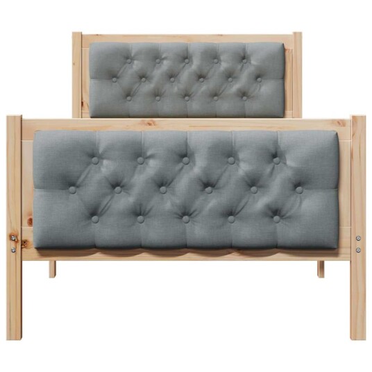  Sengestamme med hodegjerde Lysegrå 90 x 200 cm Massiv furu