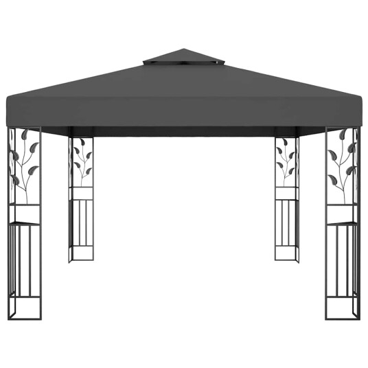 vidaXL Paviljong med dobbelt tak og LED-lysslynge 3x4 m antrasitt vidaXL Paviljong med dobbelt tak og LED-lysslynge 3x4 m antrasitt