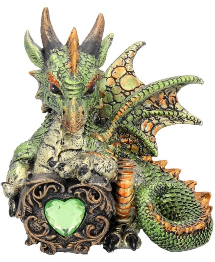 Malachite Søt Grønn Drage med Hjerte 13 cm