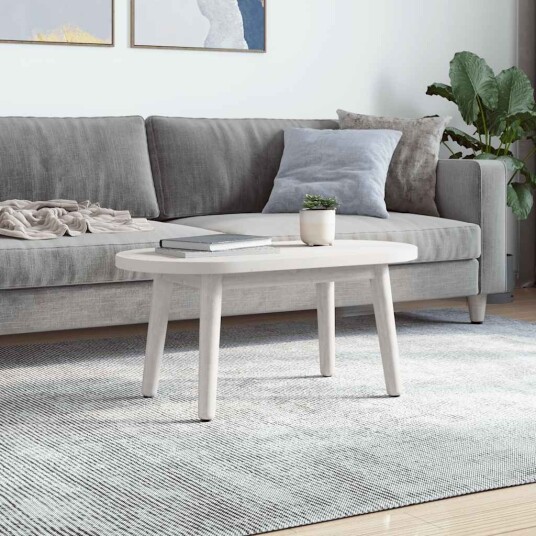 Bordplate hvit 70x35x2,5 cm heltre furu oval