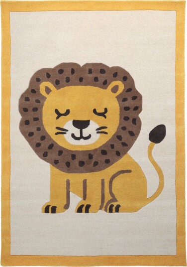 Barneteppe Lion Hand Tufted Wool Premium beige/multi Størrelse: 140 x 200 cm Barneteppe Lion Hand Tufted Wool Premium beige/multi Størrelse: 140 x 200 cm