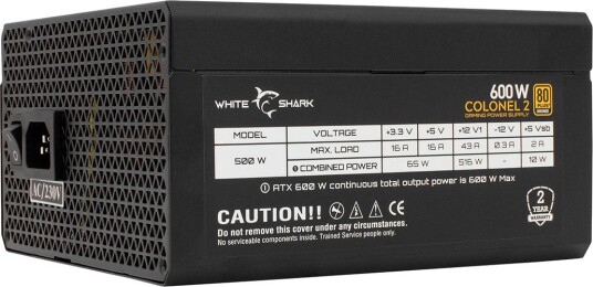 White Shark GPSU-B600S Colonel-2 ATX Strømforsyning 80 Plus Bronze 600W White Shark GPSU-B600S Colonel-2 ATX Strømforsyning 80 Plus Bronze 600W