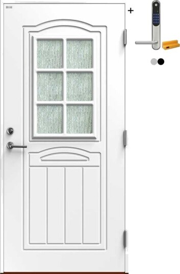 Ytterdør Diplomat Jubileum Cotswoldglass Hvit med Yale Doorman Classic Home