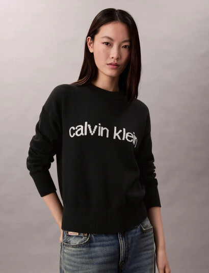 Calvin Klein Jeans Cotton Graphic Pullover - Black - XXS