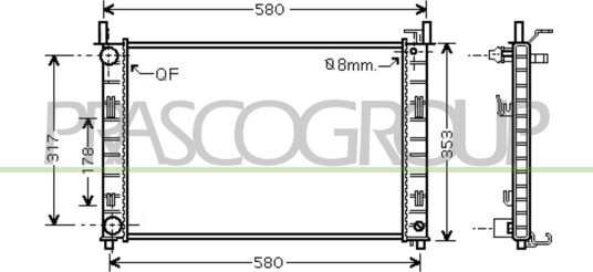 PRASCO FD340R003 Radiator motorkjøling