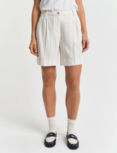 GANT Pinstripe Linen Shorts   White   38