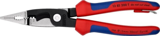 Knipex 13 82 200 T, Nesetang, 1,5 Cm, Plast, Blå, Rød, 65 Mm, 200 Mm Knipex 13 82 200 T, Nesetang, 1,5 Cm, Plast, Blå, Rød, 65 Mm, 200 Mm
