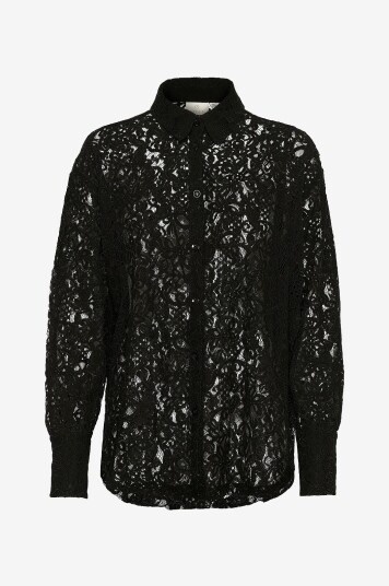 KAFFE - Blondeskjorte kaNelly Lace Shirt - Svart